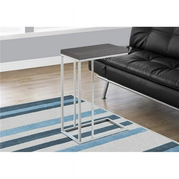 25.25 in. Grey Particle Board & Chrome Metal Accent Table
