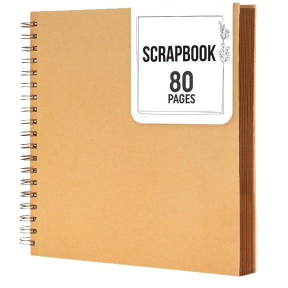 25 * 25cm DIY Scrapbook Photo Album 80-page Thick Kraft Paper Memory Book for Wedding, Birthday, Full Moon, Travel Anniversary, GraduationBrown