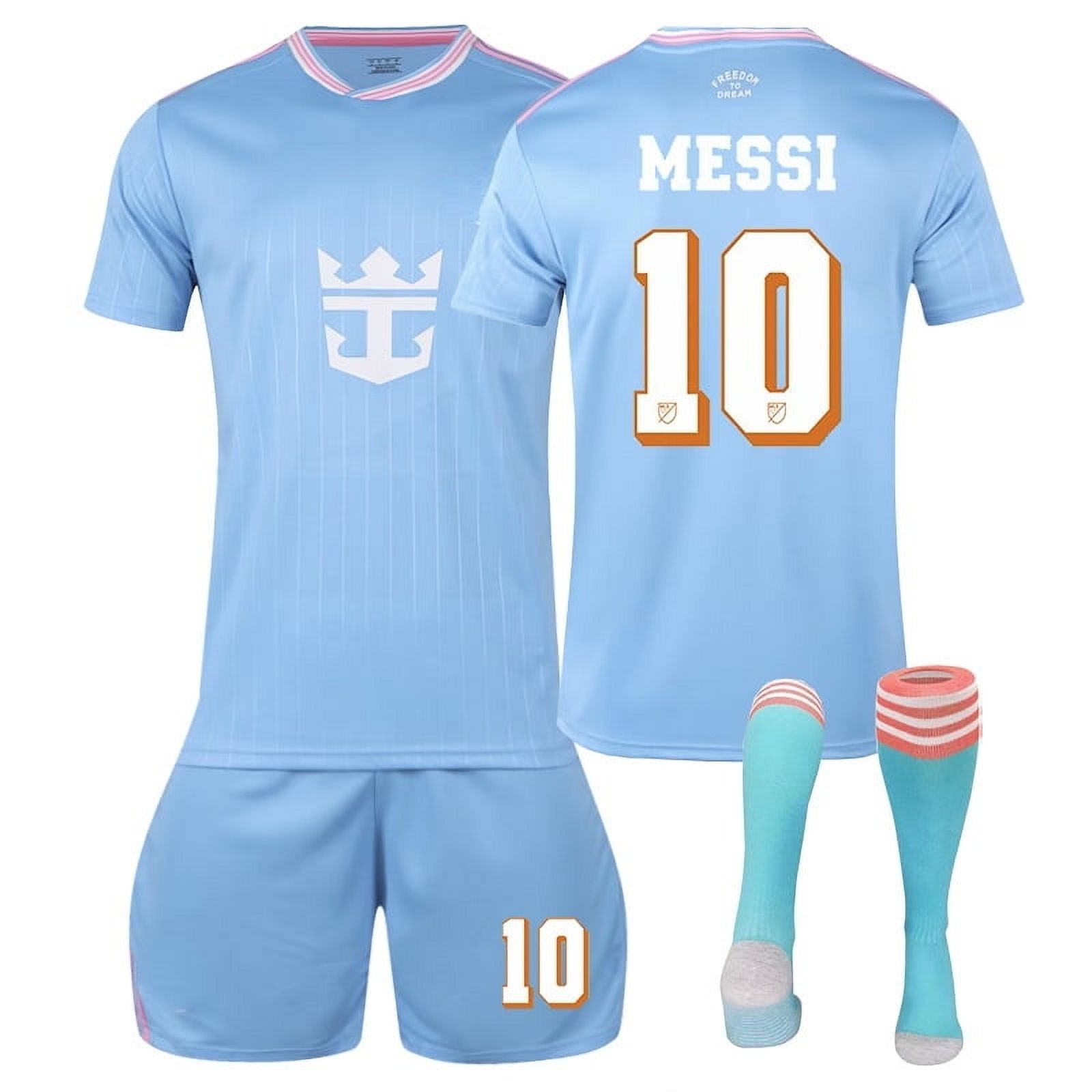 25/26 Pink & Black Army 2nd Away Blue Soccer Uniform No #10 MESSl Fans ...