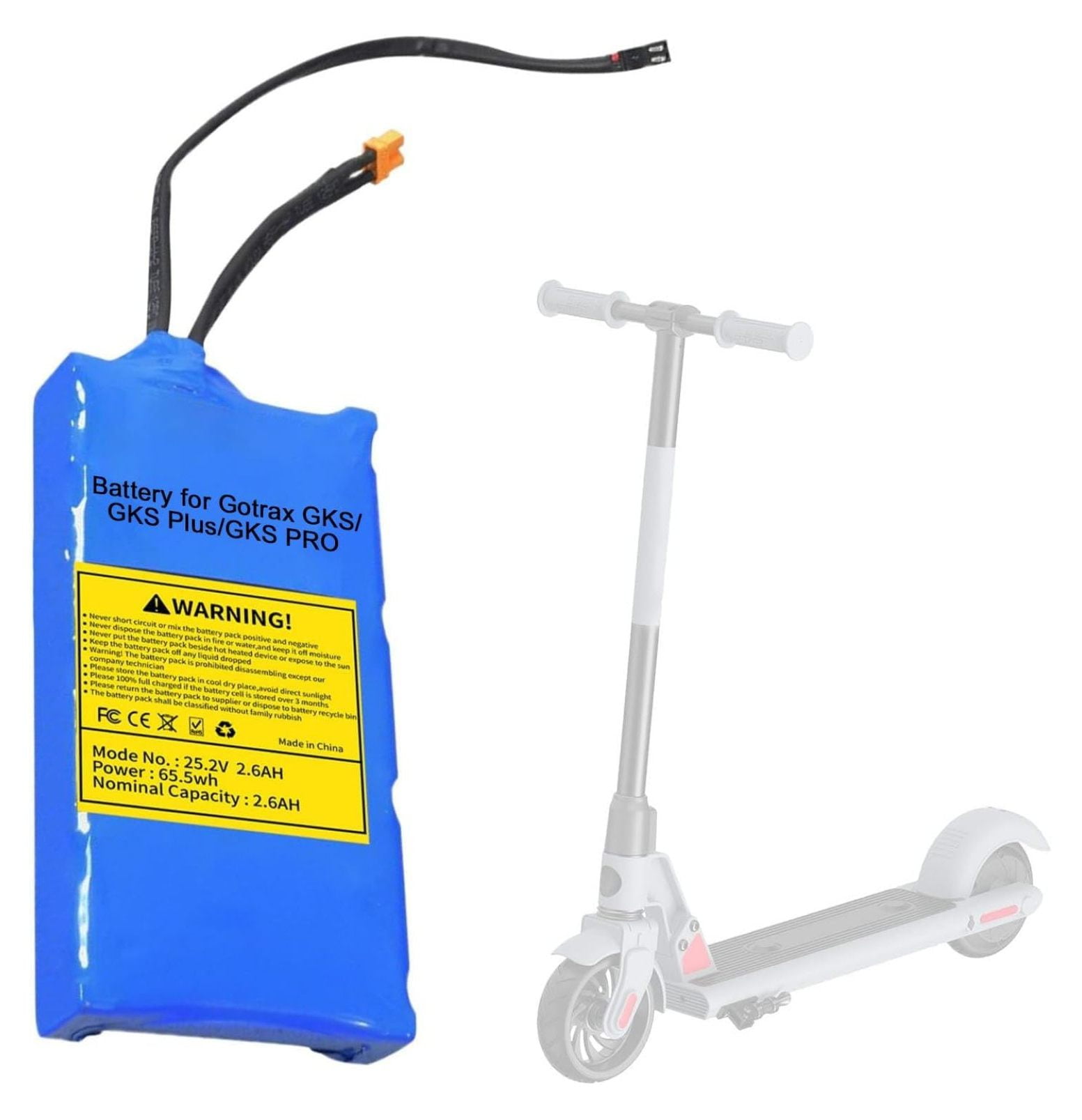 25.2V 2.6AH Kids Electric Scooter Lithium Battery Pack Replacement for Gotrax GKS/GKS Plus/GKS PRO