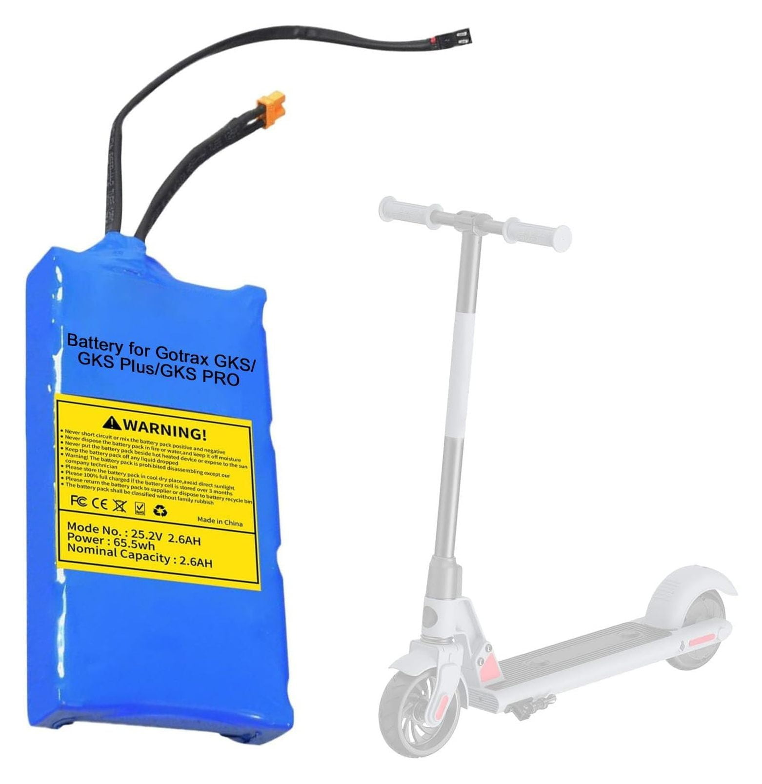 25.2V 2.6AH Kids Electric Scooter Lithium Battery Pack Replacement for Gotrax GKS/GKS Plus/GKS PRO