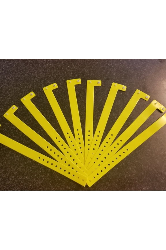 25  3/4"  NEON YELLOW  PLASTIC/ VINYL WRISTBANDS, WRISTBANDS FOR EVENTS,