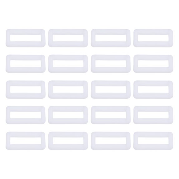 25/32 Inch Rectangle Buckle Plastic Webbing Strap Fastener, Bright White, 100 Pack