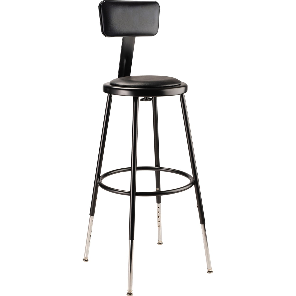 Modern Black Metal Adjustable Swivel Lab Stool, 32.5" Height