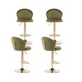 thumbnail image 1 of 25-33 Inch Velvet Bar Stools, Bar Chairs for Counter Height Bar Height with Back & Golden Metal Base, Stools Chair with Footrest for Home Kitchen Island, Pub(Light Green,Set of 4), 1 of 11