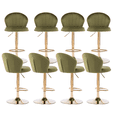 thumbnail image 1 of 25-33 Inch Velvet Bar Stools, Bar Chairs for Counter Height Bar Height with Back & Golden Metal Base, Stools Chair with Footrest for Home Kitchen Island, Pub(Light Green,Set of 8), 1 of 11