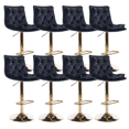 thumbnail image 1 of 25-33 Inch Velvet Bar Stools, Counter Height Adjustable Swivel Barstools High Bar Chairs with Back & Gold Metal Base for Pub, Kitchen, Cafe, Stools Chair with Footrest for Home(Black,Set of 8), 1 of 10