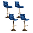 thumbnail image 1 of 25-33 Inch Velvet Bar Stools, Counter Height Adjustable Swivel Barstools High Bar Chairs with Back & Gold Metal Base for Pub, Kitchen, Cafe, Stools Chair with Footrest for Home(Blue,Set of 4), 1 of 10