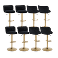thumbnail image 1 of 25-34 Inch Modern Bar Stools, Counter Height Adjustable Swivel Barstools High Bar Chairs with Button Tufted Back & Golden Metal Base, Stools Chair with Footrest for Island, Pub(Black,Set of 8), 1 of 11