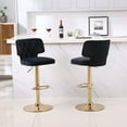 thumbnail image 1 of 25-34 Inch Velvet Bar Stools, Counter Height Adjustable Swivel Barstools High Bar Chairs with Button Tufted Back & Golden Metal Base, Stools Chair with Footrest for Island, Pub(Black,Set of 2), 1 of 10