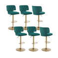 thumbnail image 1 of 25-34 Inch Velvet Bar Stools, Counter Height Adjustable Swivel Barstools High Bar Chairs with Button Tufted Back & Golden Metal Base, Stools Chair with Footrest for Island, Pub(Emerald,Set of 6), 1 of 10