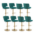 thumbnail image 1 of 25-34 Inch Velvet Bar Stools, Counter Height Adjustable Swivel Barstools High Bar Chairs with Button Tufted Back & Golden Metal Base, Stools Chair with Footrest for Island, Pub(Emerald,Set of 8), 1 of 10