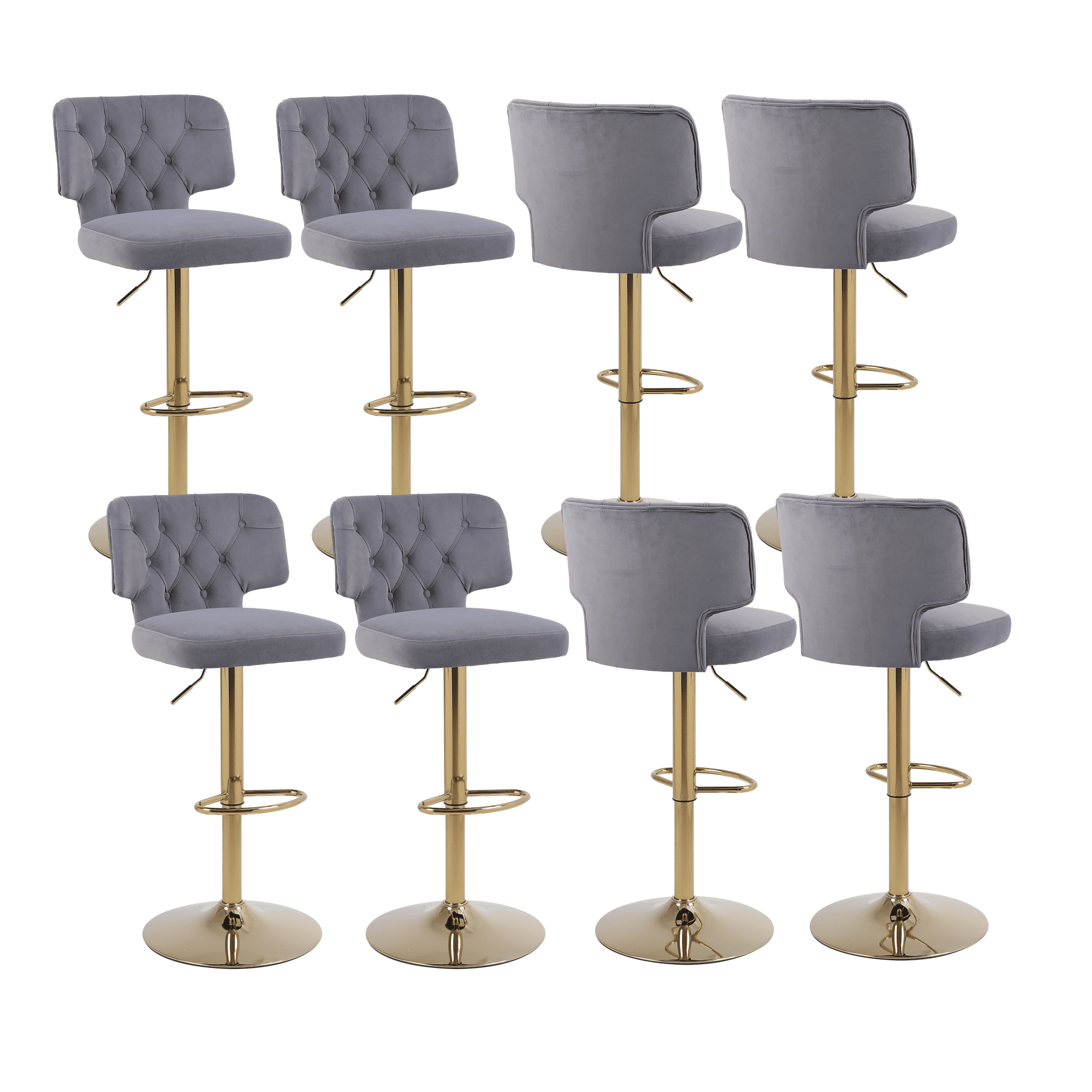25-34 Inch Velvet Bar Stools, Counter Height Adjustable Swivel