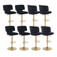 thumbnail image 1 of 25-34 Inch Velvet Bar Stools, Counter Height Adjustable Swivel Barstools High Bar Chairs with Button Tufted Back & Golden Metal Base, Stools Chair with Footrest for Island, Pub(Black,Set of 8), 1 of 10