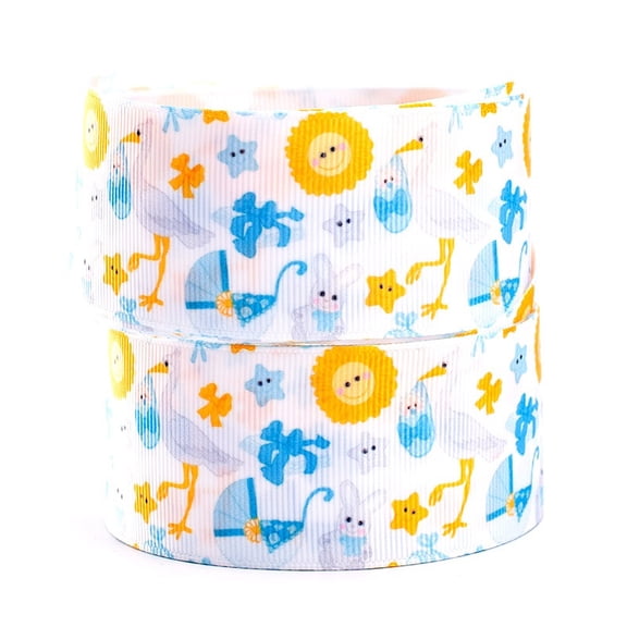 25/38/75mm 5 Yards Grosgrain Ribbon Cute Baby Shower Printed Handmade Hair Bows for Kids Birthday Party