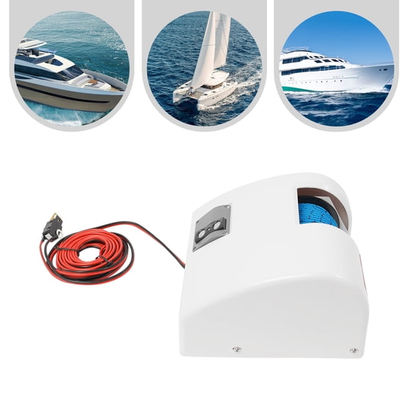 25.4*24.77*14.61cm White Boat Electric Anchor Winch Boate Anchor Winch for Boats with 25lbs Boat Anchor