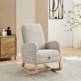 thumbnail image 1 of 25.4"W Rocking Chair Nursery,High Back Glider Rocking Chair with Retractable Footrest,Side Pocket,Rocking Accent Armchair with Rubber Wood Legs for Living Room/Bedroom,Light Gray, 1 of 8