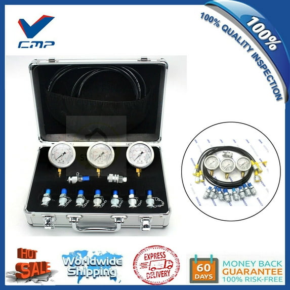 25/40/60 MPa 3 Gauge Common Hydraulic Pressure Test Tool Kit 9 Coupling & 3 Hose
