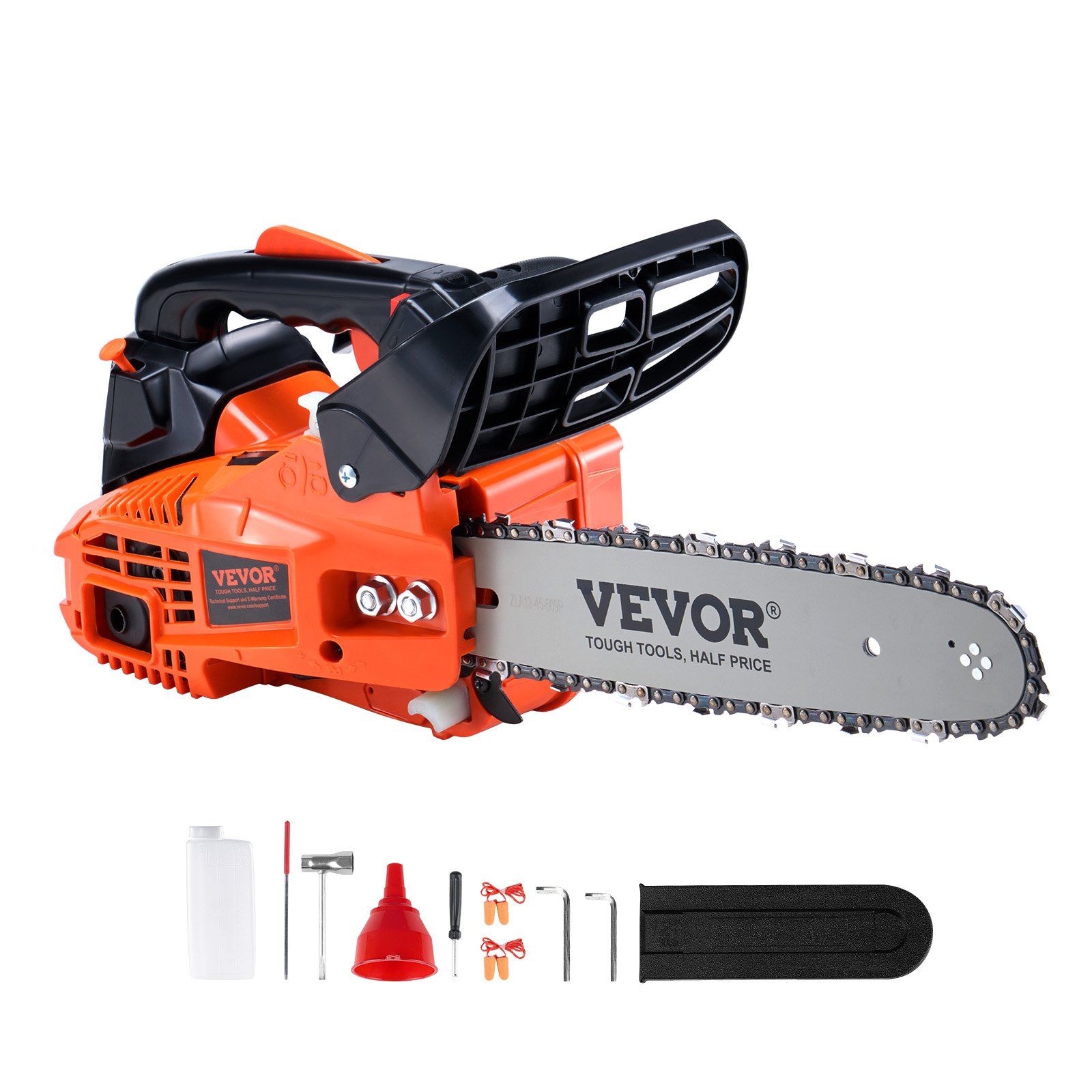 25.4cc 2-Cycle 12-Inch Gas Powered Chainsaw, Portable Gasoline Chain Saw for Wood Cutting, Tree Trimming and Logging with Quick Chain Tensioner, Anti-Vibration Handle & Safety Lock