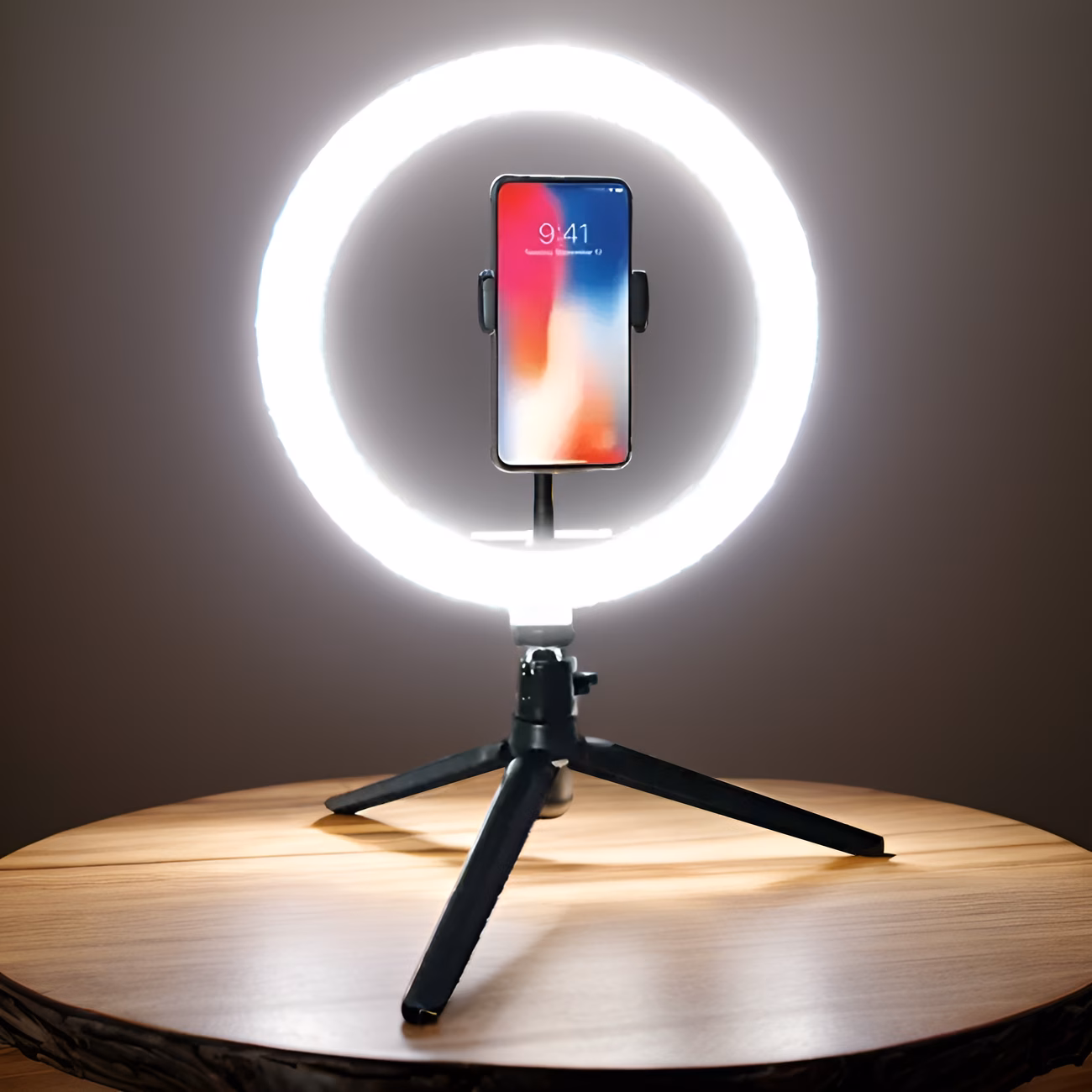 25.4cm LED Ring Fill Light Cabinet Phone Holder Mirror Lighting for Makeup Video Photography Selfie Vlog Live Broadcasting