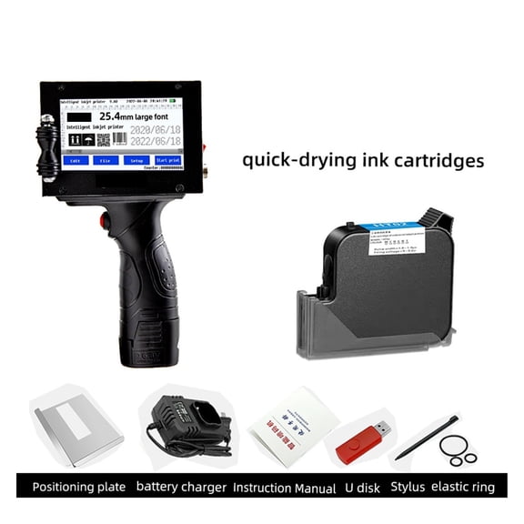 25.4mm One-inch Handheld Inkjet Printer Portable Production Date LOGO Coding Machine Small Packaging Box Printing Permanent Ink ,Portable & User