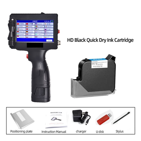 25.4mm Portable Handheld Inkjet Printer Production Date QR Coding Machine Plastic Metal Carton Printing Is Fast Dry Without Fading