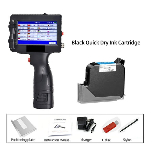 25.4mm Portable Handheld Inkjet Printer Production Date QR Coding Machine Plastic Metal Carton Printing Is Fast Dry Without Fading