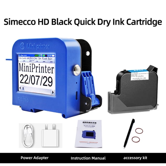 25.4mm Portable Label Inkjet Printer Large Character Mini Handheld Coder Production Date Barcode Logo Print Permanent Ink ,Crisp Output