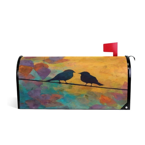 25.4x20.78" Magnetic PVC Mailbox Cover Letter Box Cover Mailbox Wraps Post for Holiday Garden Yard Decor Birds on A Wire