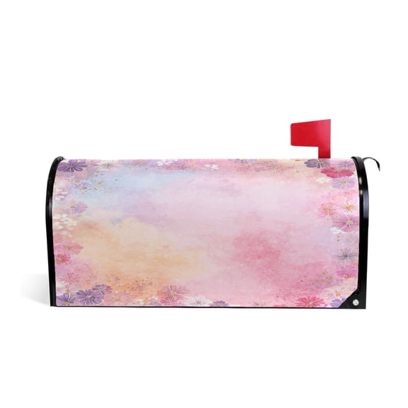 25.4x20.78" Magnetic PVC Mailbox Cover Letter Box Cover Mailbox Wraps Post for Holiday Garden Yard Decor Colorful Pastel Floral Pattern