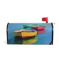 thumbnail image 1 of 25.4x20.78" Magnetic PVC Mailbox Cover Letter Box Cover Mailbox Wraps Post for Holiday Garden Yard Decor Colorful Row Boats, 1 of 9