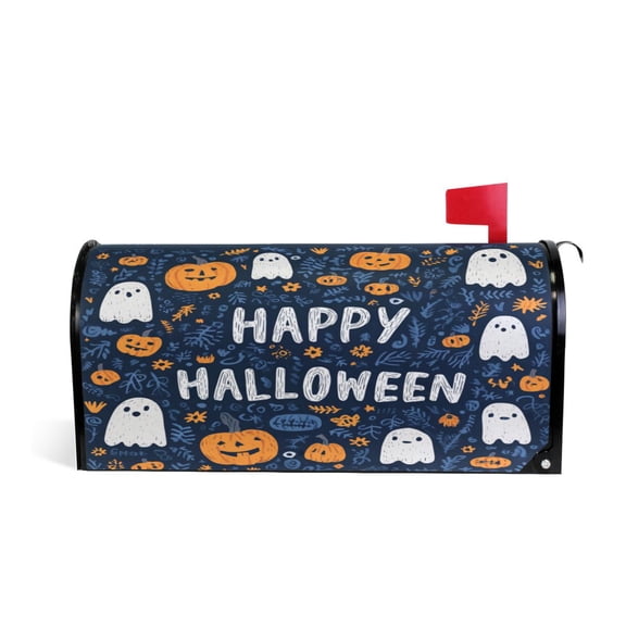 25.4x20.78" Magnetic PVC Mailbox Cover Letter Box Cover Mailbox Wraps Post for Holiday Garden Yard Decor Pumpkins and Ghosts Elements