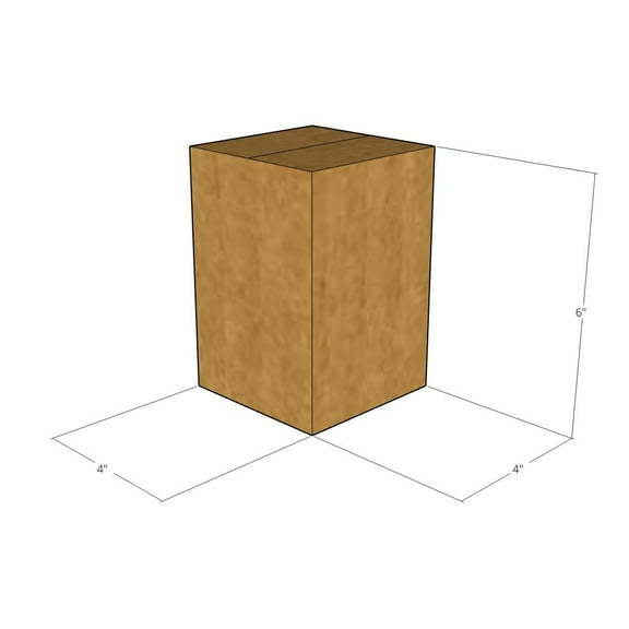 4x4x6 Kraft Brown Corrugated Shipping Boxes, 32 ECT Single-Wall, Qty 25