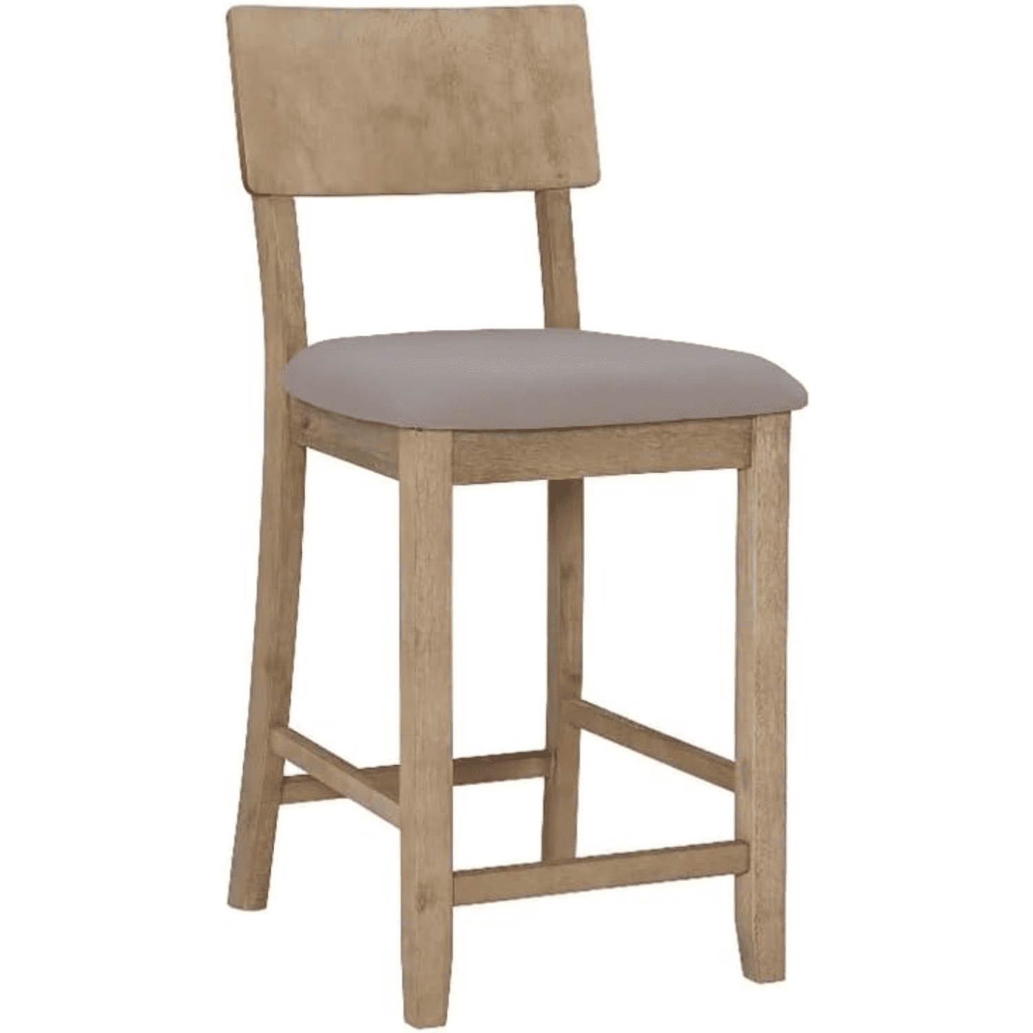 25.5" Transitional Wood Counter Stool in Grey Padded Seat