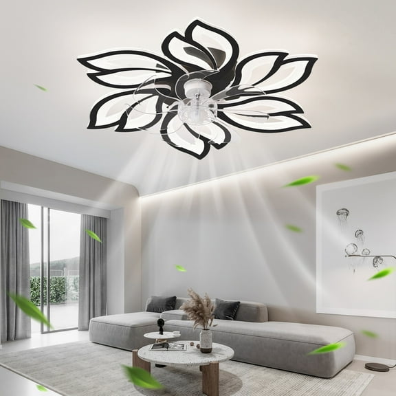 25.5-Inch Ceiling Fan with Lights and Remote Control, 6-Speed Adjustable, 3-Color Temperature Lighting, Silent Bladeless Design, Reversible Motor for Bedroom/Living Room Use