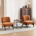 thumbnail image 1 of 25.5" Lounge Chair With Solid Wood - Orange Boucle Fabric Comfortable For Home (living Room, Bedroom, Office Modern Spacious Seating Relaxation In Living, 1 of 6
