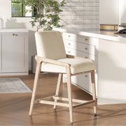 25.5" Solid Wood - White Faux Fur Appearance - Breakfast Counter - Aesthetically Pleasing