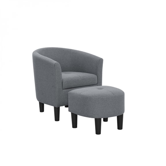 25.5" Wide Polyester Barrel Chair & Ottoman Set Moss Soft Upholstered Seating for Home Decor