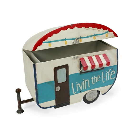 25.5 in. Metal Antique Camper Ice Chest