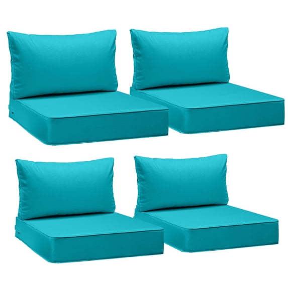 25.5 x 25.5 Waterproof Outdoor Deep Seat Cushion for Patio Furniture Cushion Replacement, Low Back, Set of 4, Turquoise Blue
