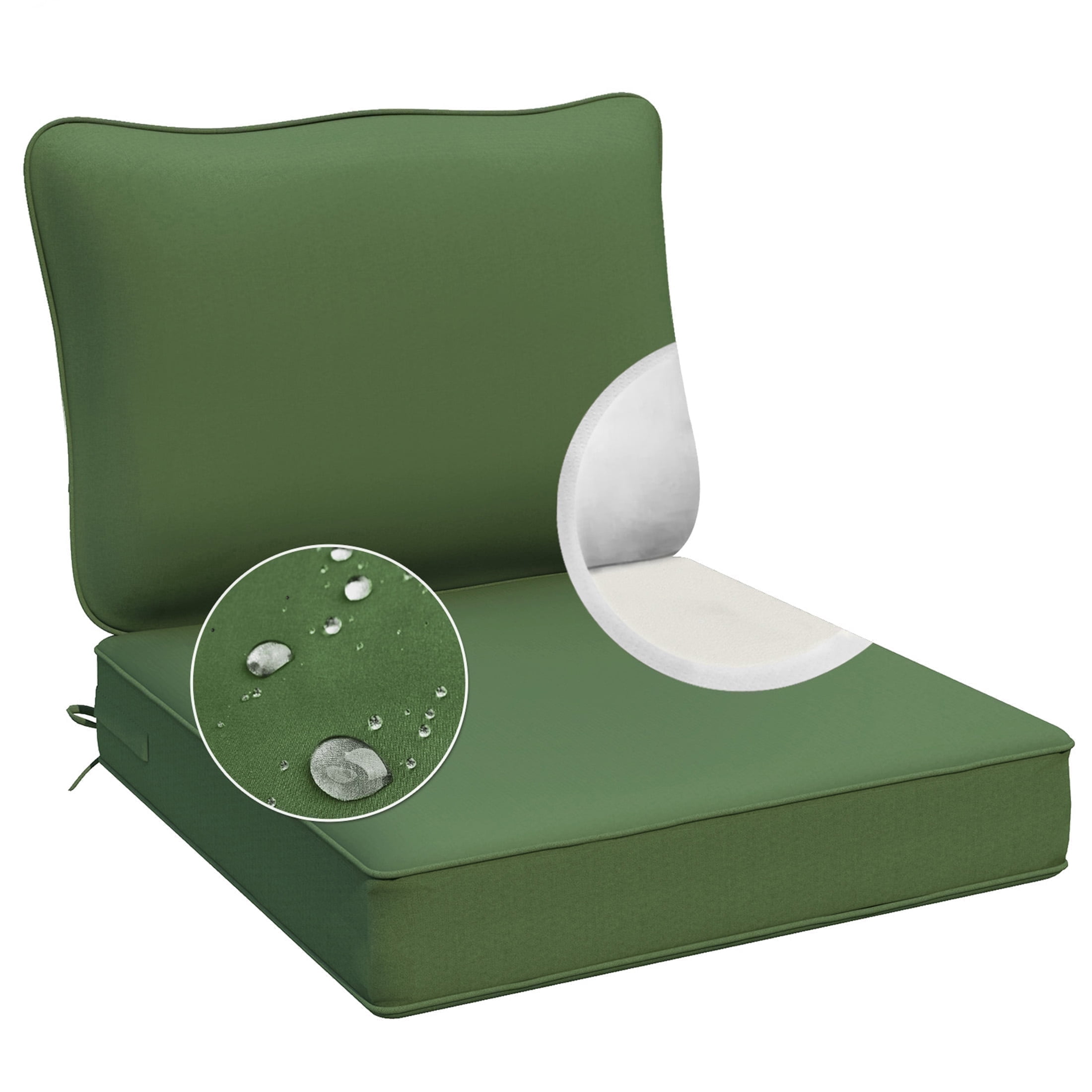 25.5x25.5 Waterproof Outdoor Deep Seat Cushion for Patio Furniture Cushion Replacement, Dark Moss Green