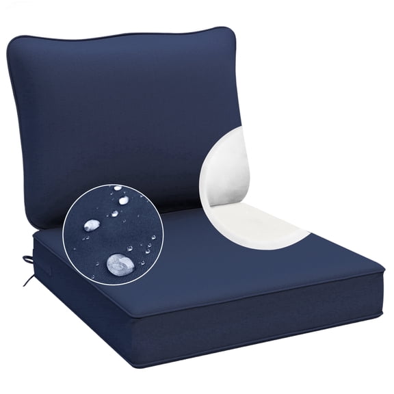 25.5x25.5 Waterproof Outdoor Deep Seat Cushion for Patio Furniture Cushion Replacement, Navy Blue