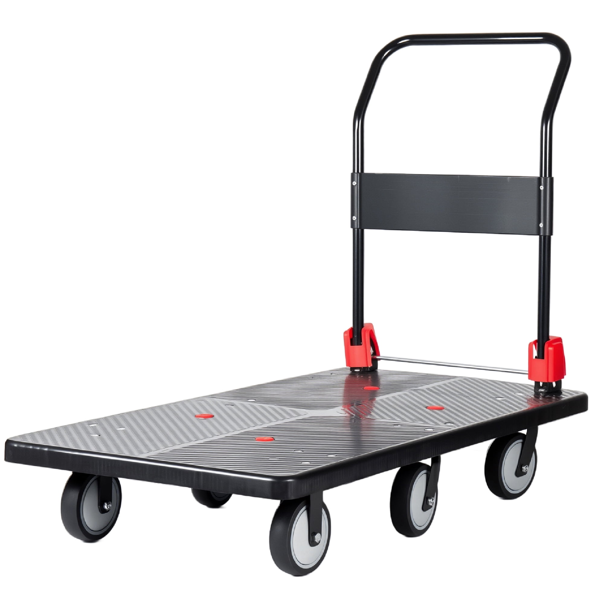 25.5"x51.5" Platform Truck, Foldable Handcart with 6" TPR 360-Degree Silent Wheels, 1800lbs Heavy-Duty Push Dolly Cart, 4 Steel Load-Bearing Beams for Warehouse Garage Home Use