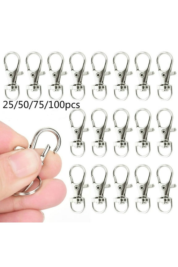 25/50/75/100pcs Swivel Lobster Clasp Clips Hook Alloy Key Ring Split Keychain Durable Diy Keyring Hook