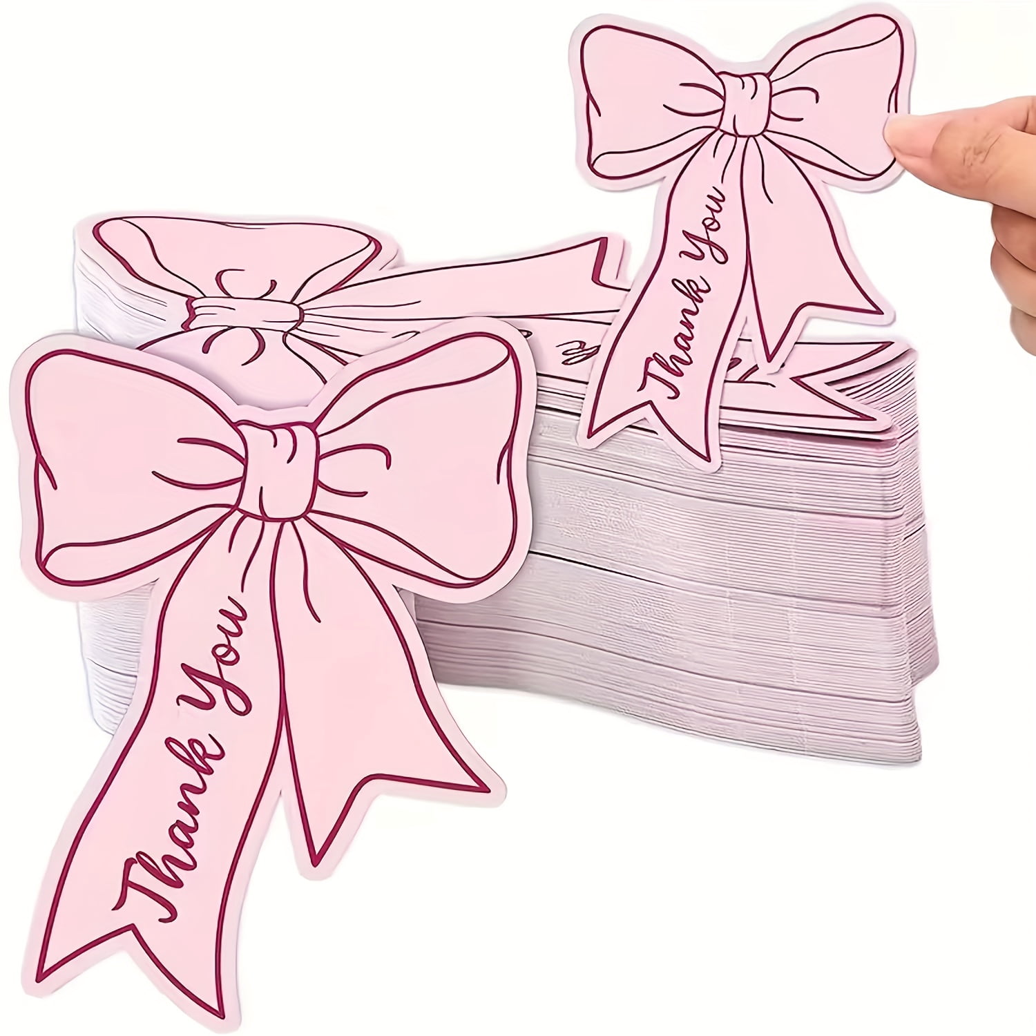 25/50 Mini Pink Bow Thank-you Cards, Suitable for Anniversaries ...