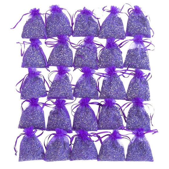 25/50 Pack Lavender Scented Sachet Home Fragrance Sachets Dried Lavender Flowers Potpourri Bags for Wardrobes Drawers Closets Purple
