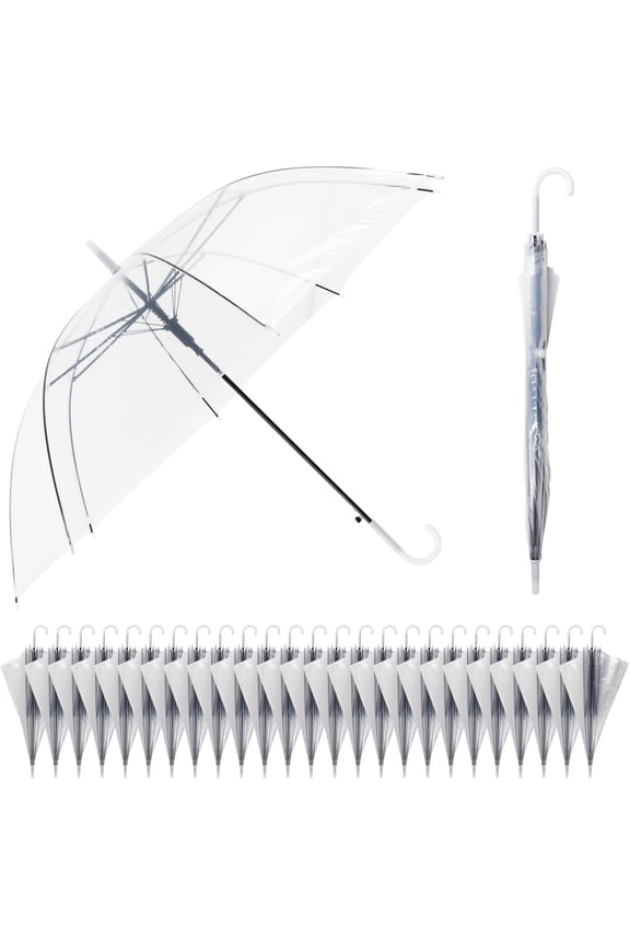 25 & 50 Pcs Clear Umbrella Wedding, Transparent Umbrella, Bulk Clear Dome Umbrellas Windproof