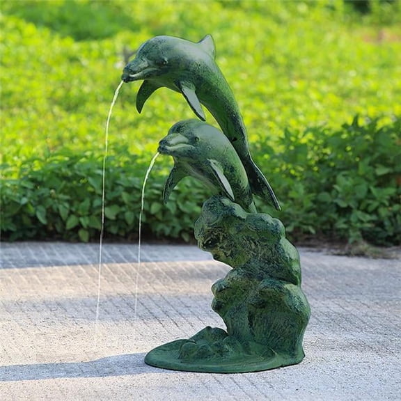 25.50 x 17.50 x 12 in. Leaping Dolphins Garden Spitter
