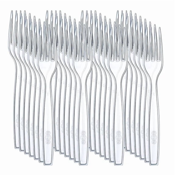 25/50Pcs Large Clear Transparent Cutlery Disposable Forks For Party BBQ Sticks Home Food Cake Fruit Fork Disposable Tableware