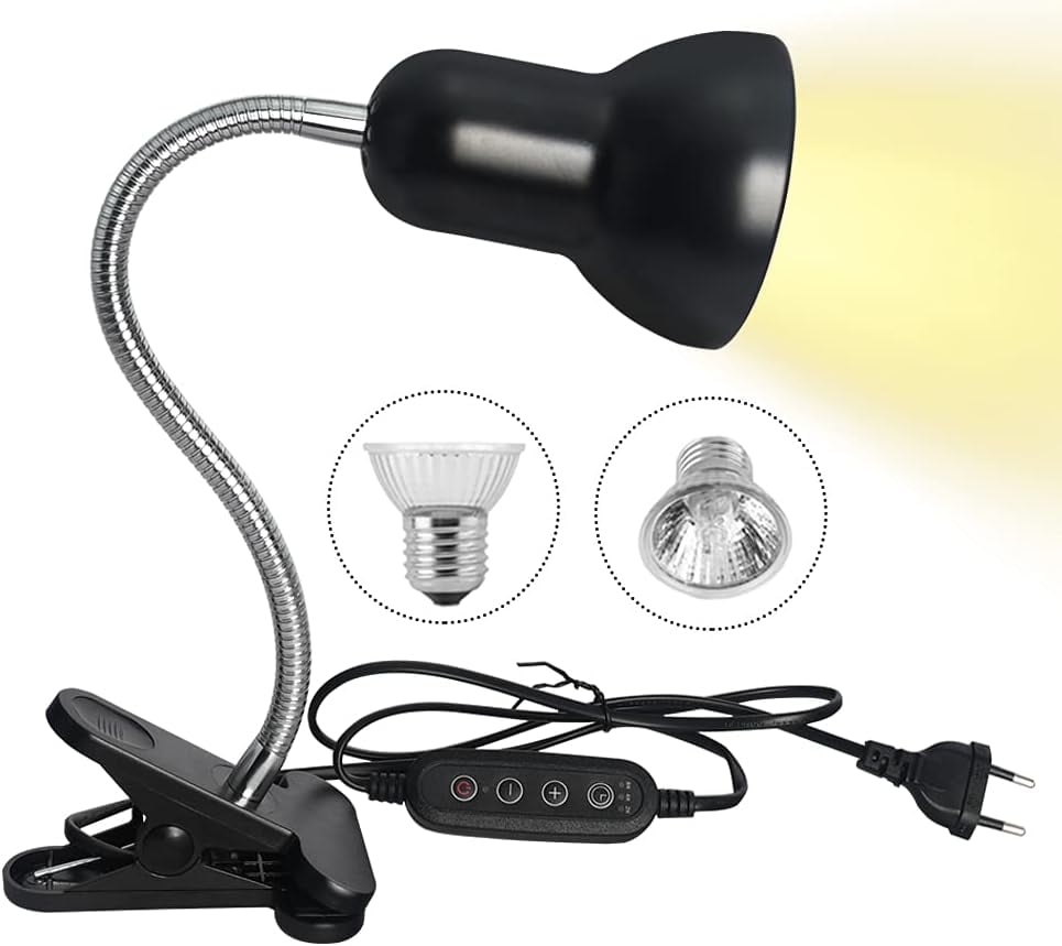 25/50W Uva Uvb Reptile Heat Lamp With 2 Bulbs, Basking Spot Hanging Lamp With Clip \u0026 Switch, Pet Heating Lamp For Turtle Tank (E27, 220V)